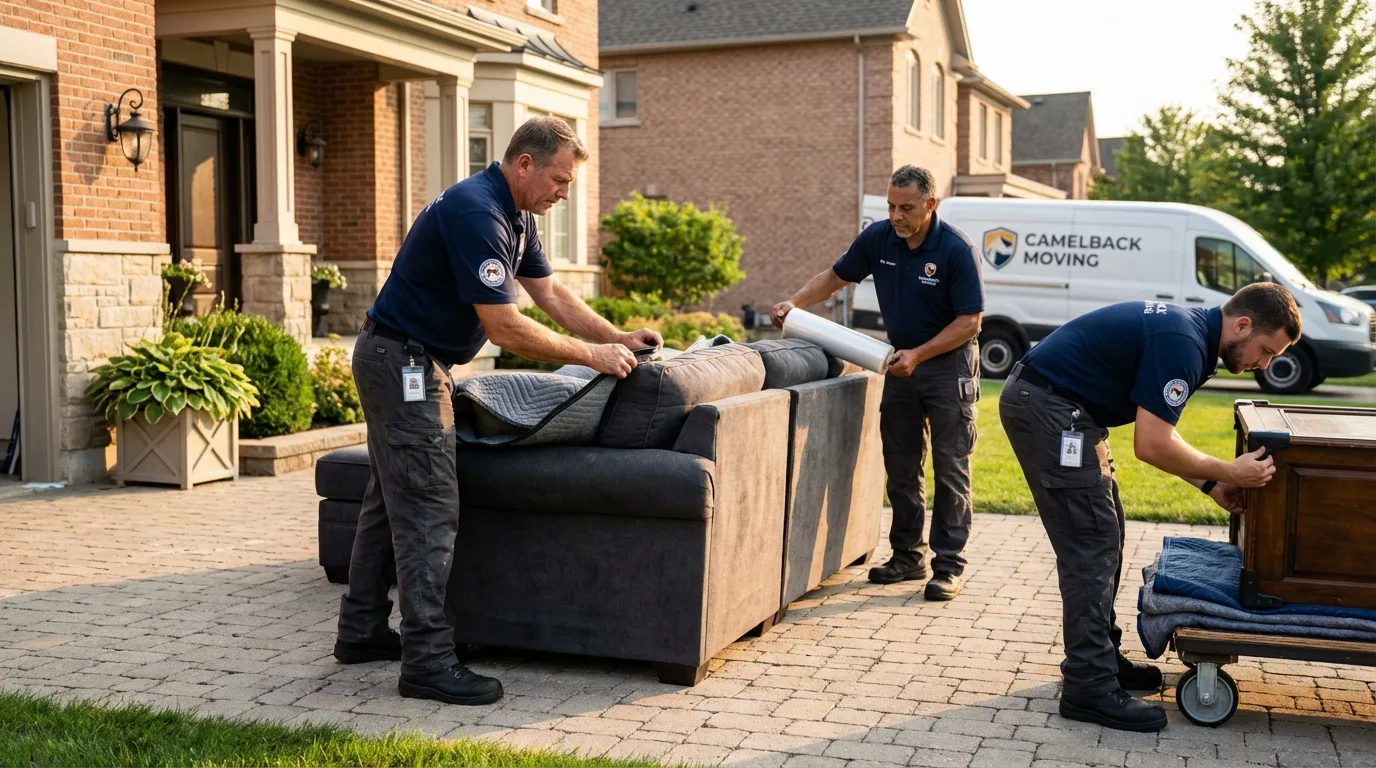 Large estate moving crew wrapping furniture in Beardstown, IL